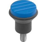 Pilzknopf Gr.1 D=M04x10, D1=21, Thermoplast schwarz RAL7021, Komp: Edelstahl, Deckel: blau RAL5017 - K0251.0043X10 - 1 Stück