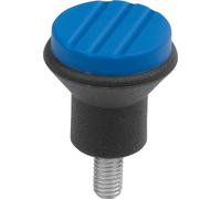 Pilzknopf Gr.1 D=M04x10, D1=21, Thermoplast schwarz RAL7021, Komp: Stahl, Deckel: blau RAL5017 - K0251.043X10 - 1 Stück