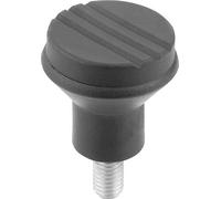 Pilzknopf Gr.1, D=M05 L=10, D1=21, Biopolymer schwarzgrau RAL7021, Komp:Edelstahl blank - K0251.1000590X10 - 1 Stück
