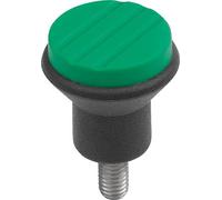 Pilzknopf Gr.1 D=M05x10, D1=21, Thermoplast schwarz RAL7021, Komp: Edelstahl, Deckel: grün RAL6032 - K0251.0052X10 - 1 Stück