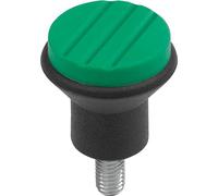 Pilzknopf Gr.1 D=M05x10, D1=21, Thermoplast schwarz RAL7021, Komp: Stahl, Deckel: grün RAL6032 - K0251.052X10 - 1 Stück