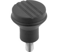 Pilzknopf Gr.1 M05x10 D1=21, Komp: Edelstahl, Komp: schwarz RAL7021 - K0251.005X10 - 1 Stück