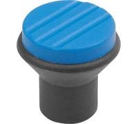 Pilzknopf Gr.2, D=M06, D1=25, Thermoplast schwarz RAL7021, Komp: Edelstahl, Deckel: blau RAL5017 - K0251.0063 - 1 Stück