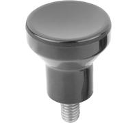 Pilzknopf Gr.3 M08X15 D1=33 Duroplast, schwarz, poliert, Komp:Edelstahl, Komp:Blank - K1287.1308X15 - 1 Stück