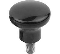 Pilzknopf poliert M06X10 D1=25 Duroplast, schwarz, Komp:Autom.Stahl, Komp:blau passiviert - K1289.2506X10 - 1 Stück