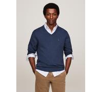 Tommy Hilfiger Herren Strickpullover V-Kragen Baumwolle/Kaschmir Regular Fit, blue, Gr. M