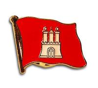 Pin goldfarben, Hamburg-Flagge rot, mit Wappen, ca. 1,5 cm
