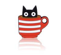 Pinbox Kaffee-Pins Katze mit Kaffeetasse