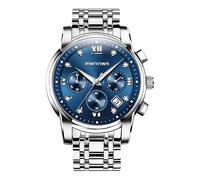 PINDOWS Herrenuhren Luxus Quarz-Analoguhr Datumsanzeige und großem Ziffernblatt wasserdichte modische Business-Armbanduhr Elegante zweifarbige Edelstahl-Klassiker-Herrenuhr mit beleuchtetem Kalender