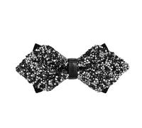 PINEPAN Strass-Fliege für Herren vorgebundene Fliege mit Diamantspitze Schwarz