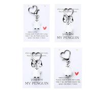 Pinguin Schlüsselanhänger - Motivierender Cartoon Pinguin - Mit Botschaftskarten-Fach Für Rucksäcke | Für Damen Herren Kinder Paare Freunde Papa Abschlussgeschenk