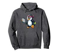 Pinguin Tennis Club Tiere Sport Turnier Spieler Pullover Hoodie, Unisex für Erwachsene, Anthrazit Meliert, L