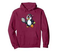 Pinguin Tennis Club Tiere Sport Turnier Spieler Pullover Hoodie, Unisex für Erwachsene, Kastanienbraun, L