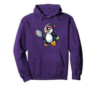 Pinguin Tennis Club Tiere Sport Turnier Spieler Pullover Hoodie, Unisex für Erwachsene, Violett, L