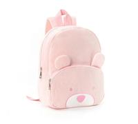 (Pink Bear) Süßer Bärenrucksack, Freizeitrucksack mit großem Fassungsvermögen und Reißverschluss, Tagesrucksack