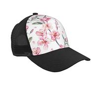 Pink Cherry Blossom Flowers Bee Butterfly Baseball Cap Dad Hat Trucker Hat Damen Herren Snapback Verstellbarer Modischer Trendiger Hip Hop Hut Low Profile