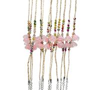(Pink)Chinese Style Flower Pendant Bracelet for Couple Lucky Beaded Bracelet Bangles Jewelry Party Gift for Daily Wear