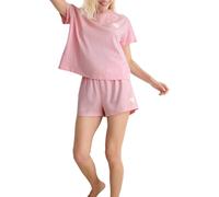 Pink Cotton Heart Patch Shorts Knitted Pajamas Set Thmss25Pt00155