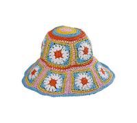 (Pink)Fashion Colorful Flower Woven Sun Hat All-match Breathable Sun Hat for Picnic Camping