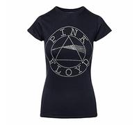 Pink Floyd Offizielle Damen Circle Logo Diamante Schwarzes Fitted T-Shirt Größen S-XXL