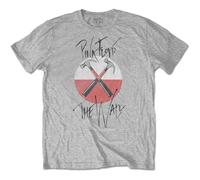Pink Floyd T Shirt The Wall Faded Hammers Logo Nue offiziell Herren Grau M