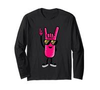 Pink Foam Finger Rock Hand Zeichen Maskottchen Grafik Sonnenbrille Langarmshirt