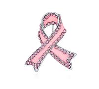 Pink Ribbon Brustkrebs Überlebende Kristallrand Brosche Anstecknadel Versilbert Mit Emaille Finish Ermächtigender Schmuck Für Frauen Zur Unterstützung Von Bewusstsein Und Prävention