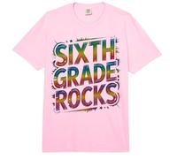 Pink Six Grade Rocks First Day I Teach Teacher Crew Little Comfort Colors Adult Heavyweight T-Shirt