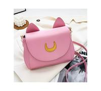 (Pink) Summer Sailor Moon Ladies Handbag Black Luna Cat Shape Chain Shoulder Bag PU Leather Women Messenger Crossbody Small Bag Purses