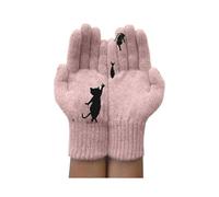 (Pink)Womens Winter Cute Gloves Cat Fish Full Finger Mittens