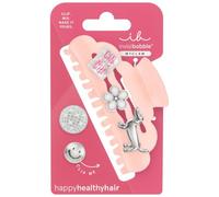 Pinke Haarklammer Y2K mit Disco-Charms - Invisibobble MyClaw Hug me, Baby Silber-Metallic - Damen Haarspange Haarschmuck Rosa groß XXL mit Discokugel, Dackel, Smiley, Blume & Martini - L