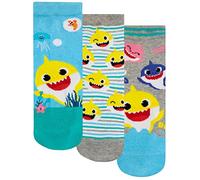 Pinkfong Kindersocken Baby Shark 3er Pack weiche Knöchelsocken für Jungen oder Mädchen Mehrfarbig 31-36