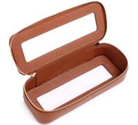 Pinkmik Clear Makeup Bag Portable Brush Bag transparent Travel Cosmetic Case Clear Toiletry Makeup Bag with Zipper for Women (B/Brown,slim)