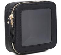 Pinkmik Clear Mini Makeup Bag Transparent Travel Cosmetic Makeup Case & Toiletry Bag for Women Clear Car Bag (C/Black, MINI)
