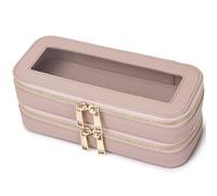 Pinkmik Doppelschichtige Make-up-Tasche, Make-up-Pinsel-Etui, wasserdicht, Reise-Kosmetik- und Kulturbeutel, Geldbörse, Organizer und Auto-Essentials für Damen, Pink, Double Slim, Doppellagige