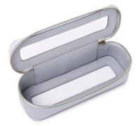 Pinkmik Make-up-Pinseltasche, schmal, transparent, Reise-Kosmetiktasche und Kulturbeutel mit Reißverschluss, klein, Make-up-Tasche, Geldbörsen-Organizer für Damen, Grau, SLIM-3, Make-up-Pinsel-Etui