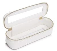 Pinkmik Make-up-Pinseltasche, schmal, transparent, Reise-Kosmetiktasche und Kulturbeutel mit Reißverschluss, klein, Make-up-Tasche, Geldbörsen-Organizer für Damen, Weiss/opulenter Garten, SLIM-3,