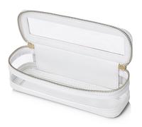 Pinkmik Make-up-Pinseltasche, schmal, transparent, Reise-Kosmetiktasche und Kulturbeutel mit Reißverschluss, klein, Make-up-Tasche, Geldbörsen-Organizer für Damen, Weiss/opulenter Garten, SLIM-1,