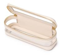 Pinkmik Make-up-Pinseltasche, schmal, transparent, Reise-Kosmetiktasche und Kulturbeutel mit Reißverschluss, klein, Make-up-Tasche, Geldbörsen-Organizer für Damen, Beige, Slim-1, Make-up-Pinsel-Etui