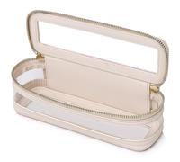 Pinkmik Make-up-Pinseltasche, schmal, transparent, Reise-Kosmetiktasche und Kulturbeutel mit Reißverschluss, klein, Make-up-Tasche, Geldbörsen-Organizer für Damen, Beige, SLIM-1, Make-up-Pinsel-Etui