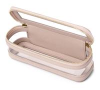 Pinkmik Transparente Make-up-Pinseltasche, tragbar, Reise-Kosmetik- und Kulturbeutel, kleine Make-up-Tasche mit Reißverschluss, Geldbörse für Damen, E/Pink, Slim, Transparente Make-up-Pinseltasche