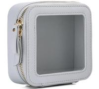 Pinkmik Transparente Make-up-Tasche mit Pinseltasche, tragbare Kosmetiktasche, Reise-Kulturbeutel, Autozubehör für Damen, Grau, M+SLIM, Reise-Make-up-Set