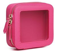 Pinkmik Transparente Reise-Make-up-Tasche mit Pinseletui, TSA-zugelassen, Kulturbeutel, wasserdicht, Kosmetik-Organizer mit Reißverschluss, Autozubehör für Damen, X/Fuxia, M+SLIM, Reise-Make-up-Set