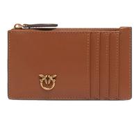 PINKO Airone Cardholder Sheep Nappa Chevron Marrone - Leone - Antique Gold