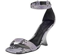 Pinko Damen Beethoven Sandalen aus Leder, Bedruckt Keilsandale, Zy1 Schwarz Lila, 36 EU