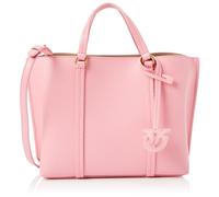 Pinko Damen Carrie Shopper Classic Leder Bottalata Tasche, P31q_Rosa-Marino-Antik Gold