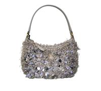 Pinko Damen Half Moon Mini Neon Curls Eco Tasche, I41q_Grau Knauf Antique Gold