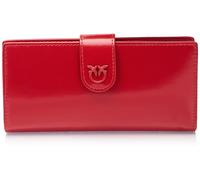 Pinko Damen Horizontal Wallet Gebürstetes Leder glänzend Reisezubehör-Brieftasche, R30b_rot-Block Color