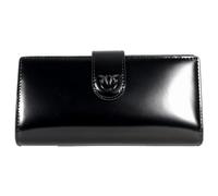 Pinko Damen Horizontal Wallet Gebürstetes Leder glänzend Reisezubehör-Brieftasche, Z99b_Schwarz Limousine Block Color