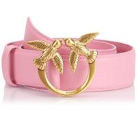 Pinko Damen Love Berry H4 Belt Kalbsleder Seide Gürtel, P31q_Marino-Antique Gold pink, M